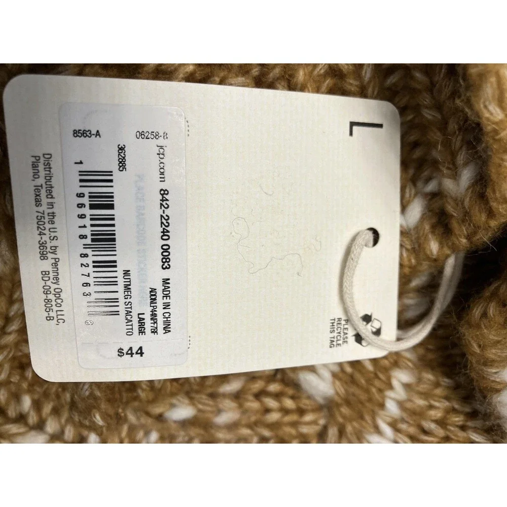 Women's Ana NWT Size Large Carmel/White Turtleneck Chunky Knit Sweater